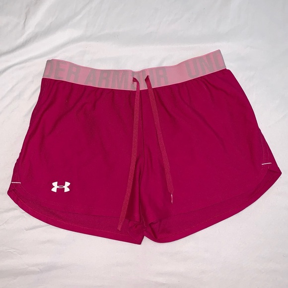 UNDER ARMOUR Women’s Bright Pink Loose Heatgear Sport Fitness Running Shorts S - Picture 2 of 14